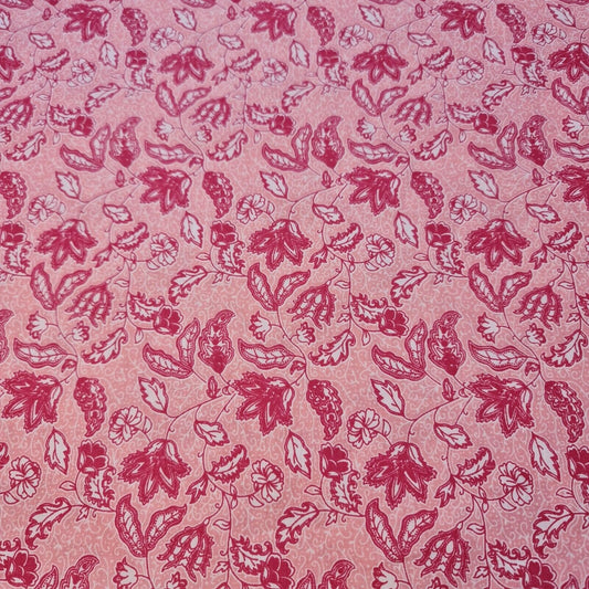 Pink Vintage Botanical Floral Vine Polycotton Fabric 44" Wide | Cotton Blend Fabric by the Meter