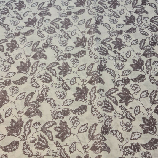 Brown Vintage Botanical Floral Vine Polycotton Fabric 44" Wide | Fabric by the Meter