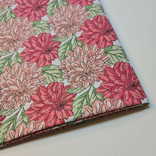 Frühlings-/Sommerstoff mit Gänseblümchen-Blumenblüten, Polycotton, Bastelstoff, 111,8 cm, Meterware (rosa Blumen)