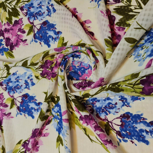Frühlings-Blumenblüten-Druck, Poly-Crêpe, Kleid, Drapierung, Bastelstoff, 58" Meterware