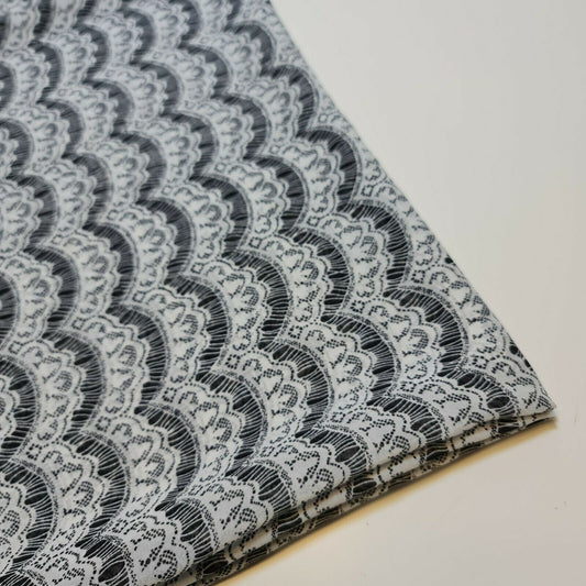 Black White Floral Printed Poly Crepe Dress Drape Craft Fabric 58" By The Meter (Design 6)