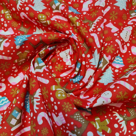 Weihnachtlicher, festlicher Polycotton-Stoff mit Ingwermähne, zum Basteln, Kleidermaterial, Meterware, 111,8 cm