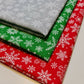 Christmas Festive Snow Flake Polycotton Fabric Craft Dress Material By Metre 44" (Green)