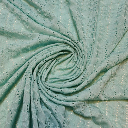 Mint Cut Work Viscose Embroidery Boho Dress Craft Fabric By The Meter 140cm