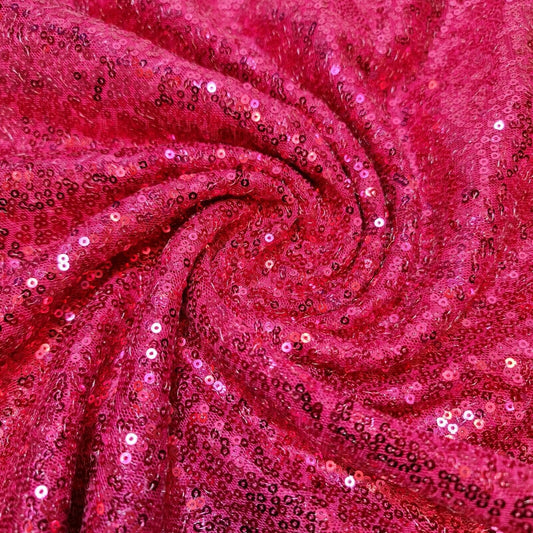Cerise Pink Sequin Fabric Sparkly Shiny Bling Dress Craft Drape Table Cloth Material 50"