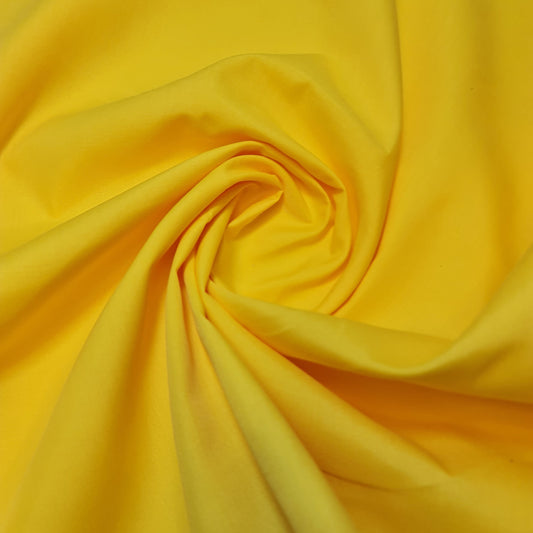 Flo Yellow Plain Polycotton Fabric 112cm wide for Sheeting Crafts Dressmaking Quilting Lining Material By Metre