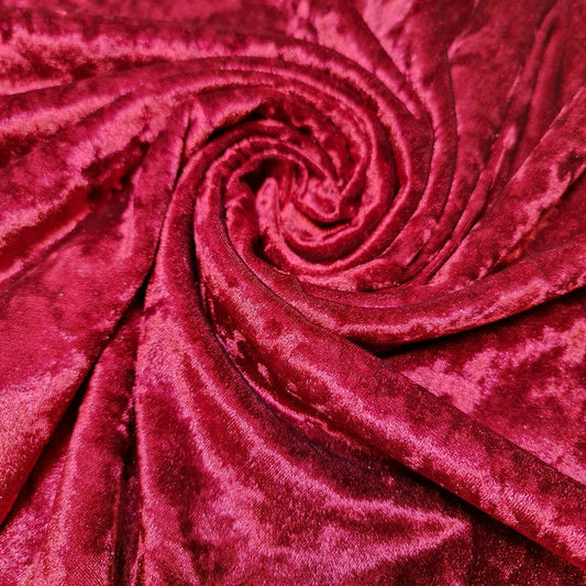 Burgundy Plain Velvet Fabric – Premium Crushed Stretch Velvet – 60” Wide – Dress, Craft & Wedding Material (By the Meter)