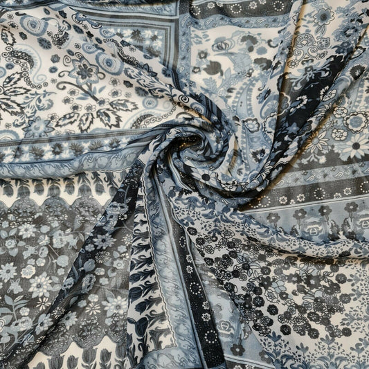 Floral Printed Polyester Crepe Georgette Sheer Chiffon Summer Dress Fabric 44" (Design 3)