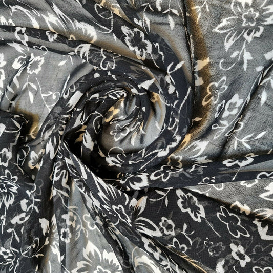 Floral Printed Polyester Crepe Georgette Sheer Chiffon Summer Dress Fabric 44" (Design 6)