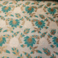 Indian Brocade Banarasi Jacquard Upholstery Craft Cushion Dress Fabric 44" (Beige Base with Turquoise Flowers)