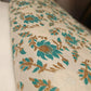 Indian Brocade Banarasi Jacquard Upholstery Craft Cushion Dress Fabric 44" (Beige Base with Turquoise Flowers)