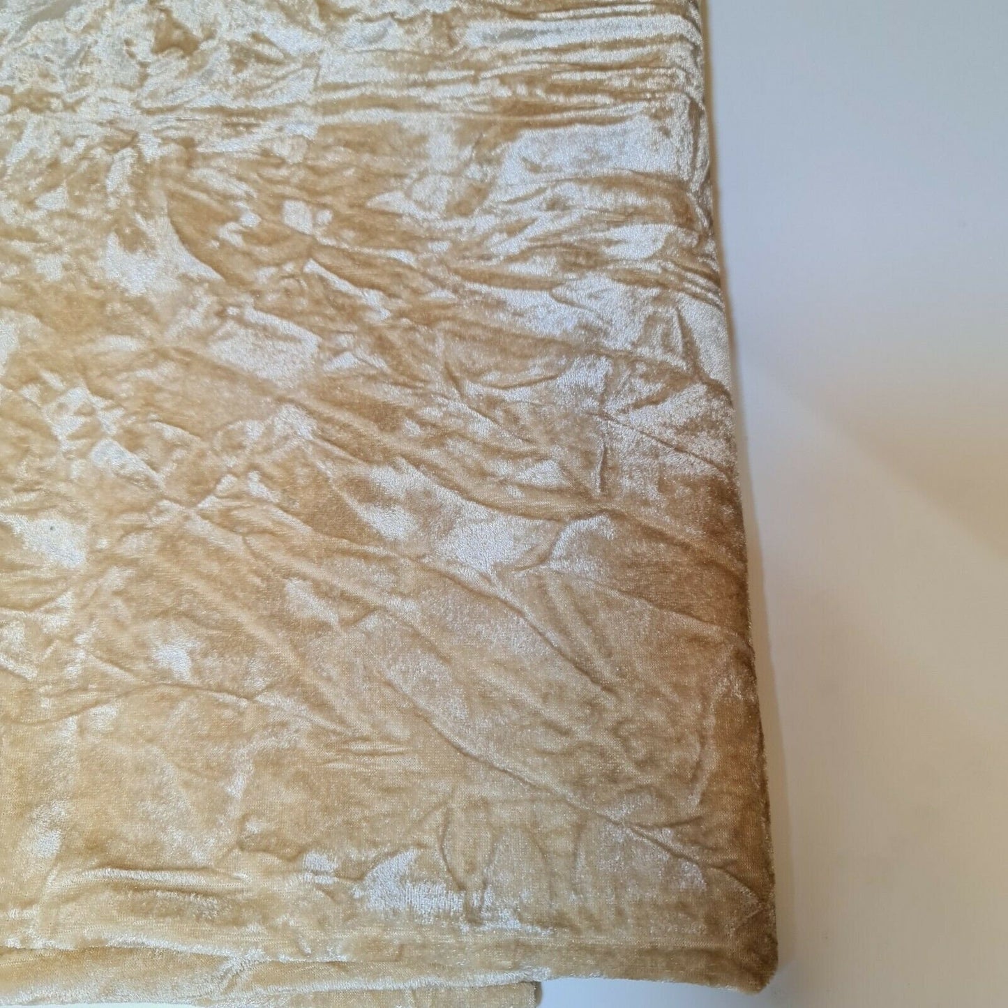 Premium Quality Marble Crushed Velvet Medium Weight Stretch Fabric Material 58" (Light Gold)