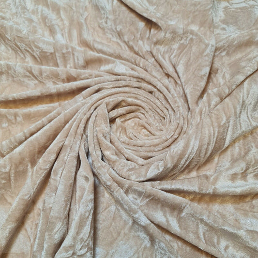 Premium Quality Marble Crushed Velvet Medium Weight Stretch Fabric Material 58" (Nude)