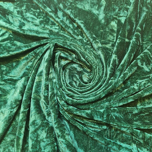 Premium Quality Marble Crushed Velvet Medium Weight Stretch Fabric Material 58" (Bottle Green)