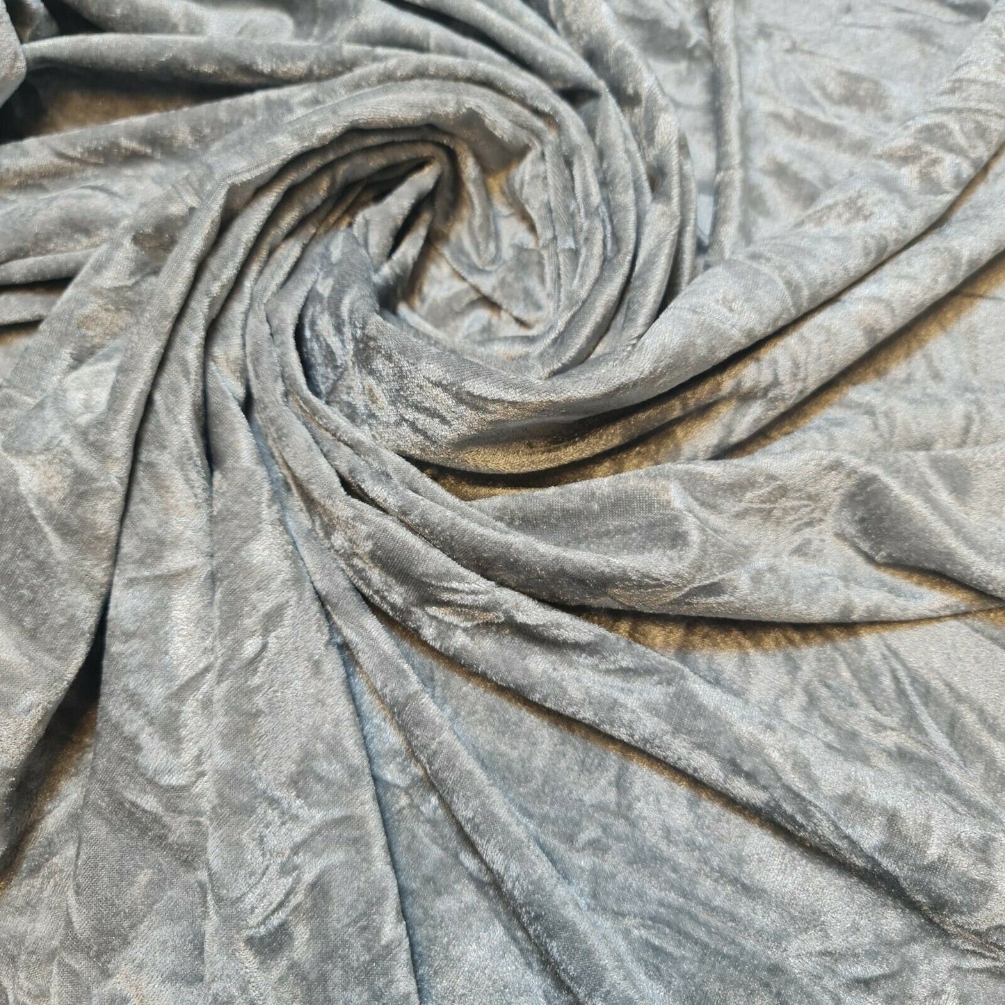 Premium Quality Marble Crushed Velvet Medium Weight Stretch Fabric Material 58" (Silver Grey)