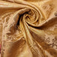 Ornamental Floral Gold Metallic Print Indian Banarasi Brocade Fabric (Gold)