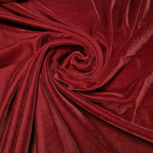 Burgundy Luxury Micro 9000 Three Crown Triple Velvet Material Dress Craft 44” Fabric By The Meter