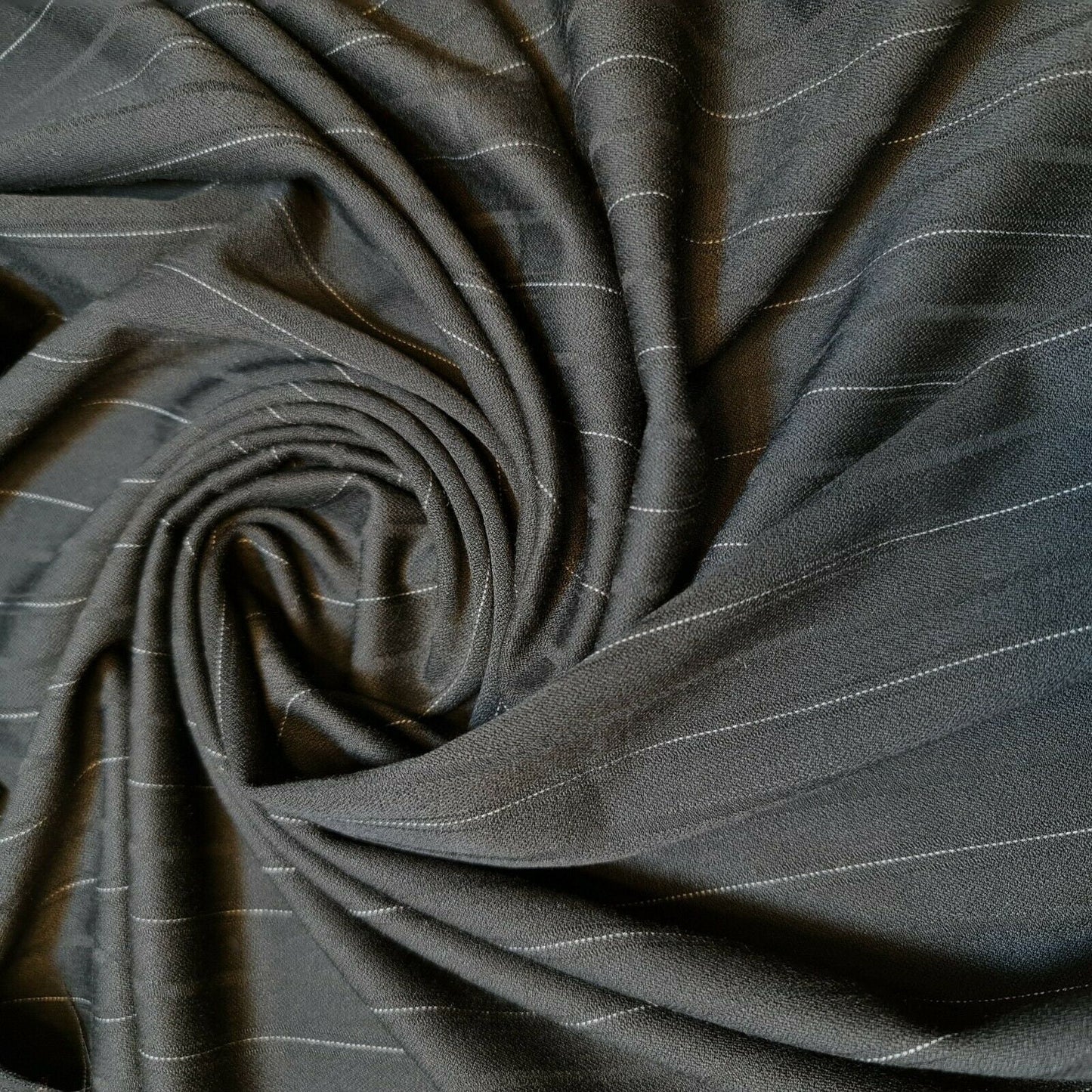 Pinstripe Black Viscose Plain Craft Dress Suiting Material Fabric 58"