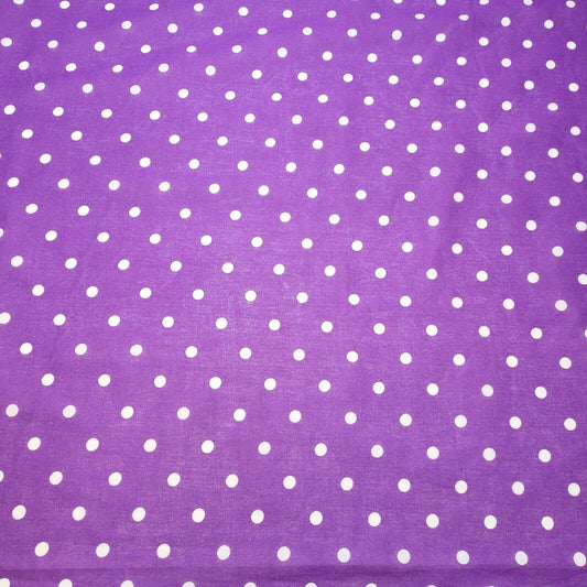 Pea Pin Spot Spotty Dot Print Fabric Polycotton Material By the Meter 44" (Purple)