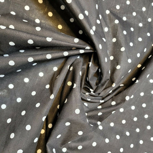 Stoff mit gepunktetem Punktmuster, Erbsenpin-Punktmuster, Polycotton-Material, Meterware, 111,8 cm (schwarz)