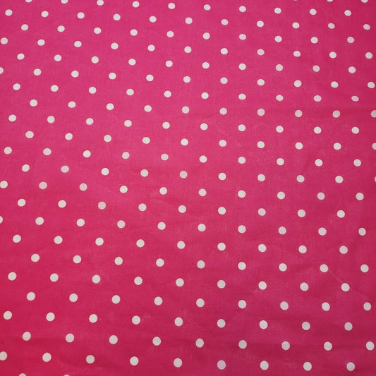 Pea Pin Spot Spotty Dot Print Fabric Polycotton Material By the Meter 44" (Pink)