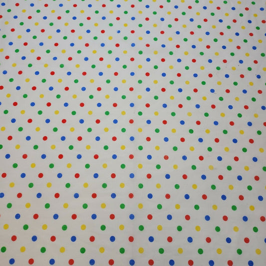 Pea Pin Spot Spotty Dot Print Fabric Polycotton Material By the Meter 44" (White Multi Spot)