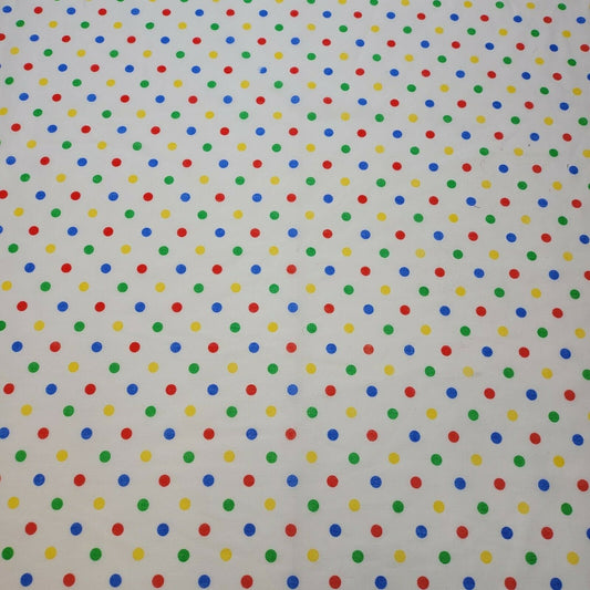 White Multi Spot Pea Pin Spot Polycotton Fabric – Spotty Dot Dressmaking & Craft Material 44" Wide by the Metre