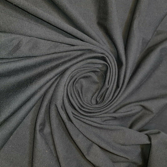 Viscose Jersey Fabric 4Way Stretch Polyester Elastane Blend Dress Material 58" (Black)