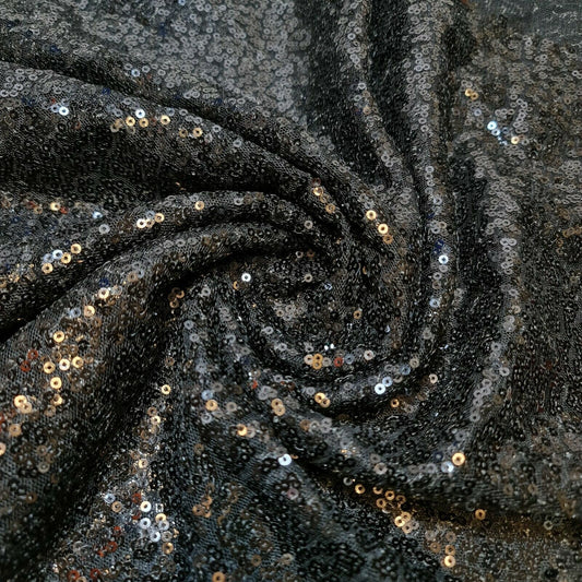 Paillettenstoff, glitzernd, glänzend, glitzernd, für Kleider, Bastelarbeiten, Tischdecken, 127 cm (schwarz)