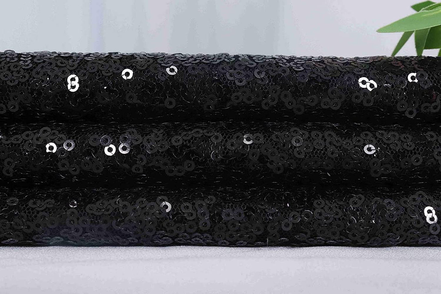 Sequin Fabric Sparkly Shiny Bling Dress Craft Drape Table Cloth Material 50" (Black)