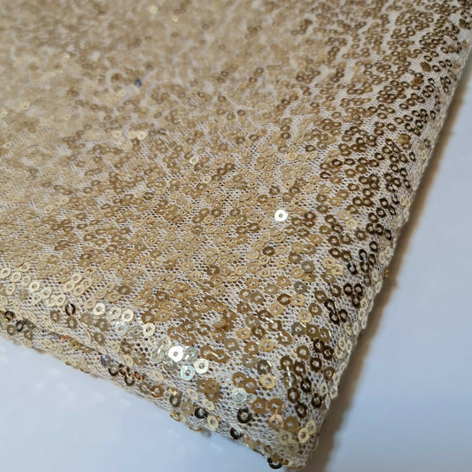 Champagne Gold Sequin Fabric Sparkly Shiny Bling Dress Craft Drape Table Cloth Material 50"
