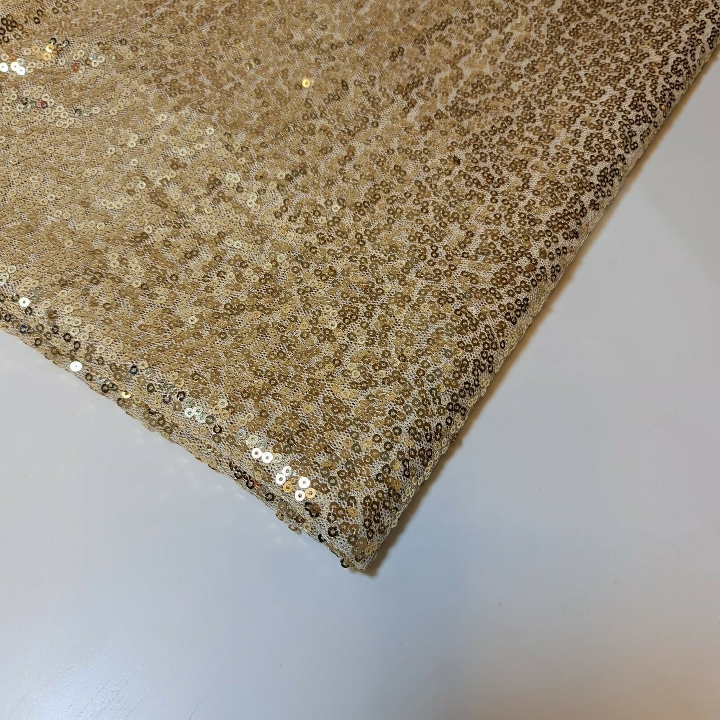 Sequin Fabric Sparkly Shiny Bling Dress Craft Drape Table Cloth Material 50" (Champagne Gold)