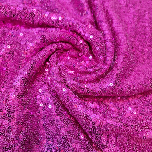 Paillettenstoff, glitzernd, glänzend, glitzernd, für Kleider, Bastelarbeiten, Tischdecken, 127 cm (Magenta Pink)