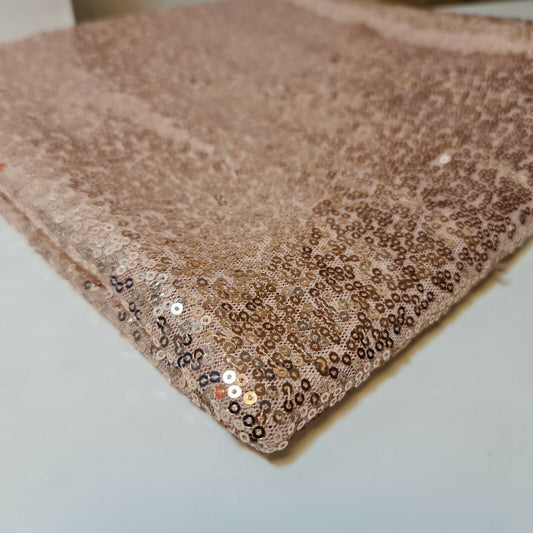 Paillettenstoff, funkelnd, glänzend, glitzernd, für Kleider, Bastelarbeiten, Tischdecken, 127 cm (Roségold)