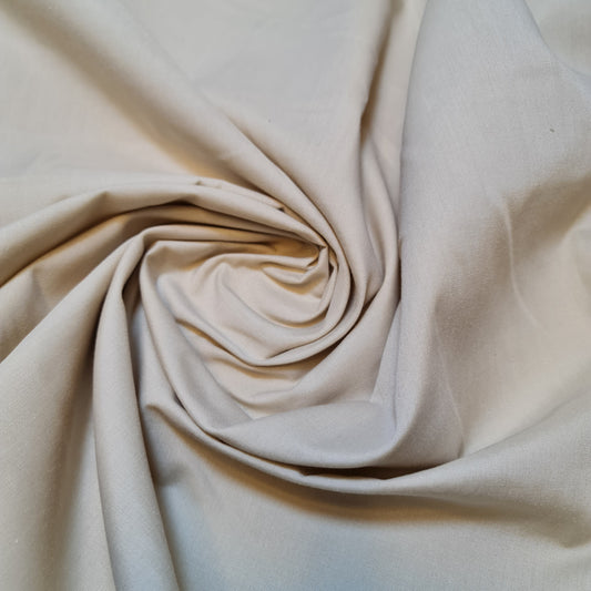 Beige Plain Polycotton Fabric 112cm wide for Sheeting Crafts Dressmaking Quilting Lining Material By Metre