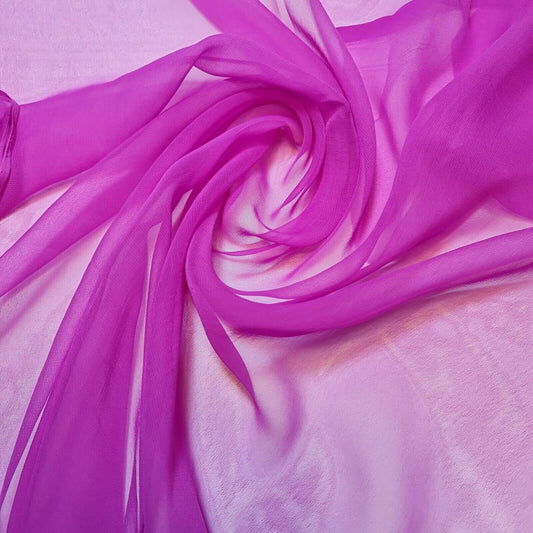 100 % Polyester, Mooskrepp-Chiffon, durchsichtig, mit Dekor, für drapierte Kleider, 111,8 cm (Magenta)