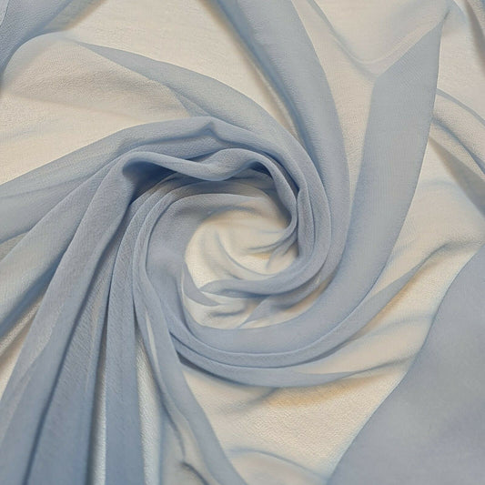 100 % Polyester, Mooskrepp-Chiffon, durchsichtig, mit Dekor, für drapierte Kleider, 111,8 cm (Enteneiblau)