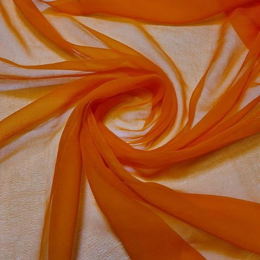 Bright Orange Plain Chiffon Fabric Sheer Dress Craft Costume Material 44" By The Meter
