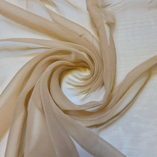 100 % Polyester, Mooskrepp-Chiffon, durchsichtig, mit Dekor, für drapierte Kleider, 111,8 cm (Hellmokka)