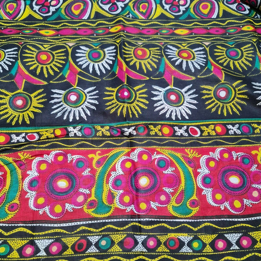 Baumwolle Indischer Ethnischer Rajasthani-Druck Suzani Rangoli Boho Banjara Stoff 44" (Druck 5)