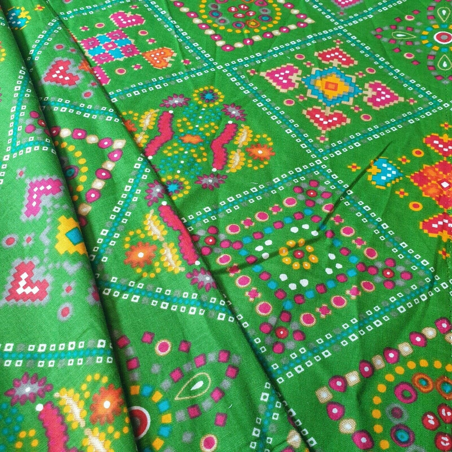 Cotton Indian Ethnic Rajasthani Print Suzani Rangoli Boho Banjara Fabric 44" (Colour - 1)