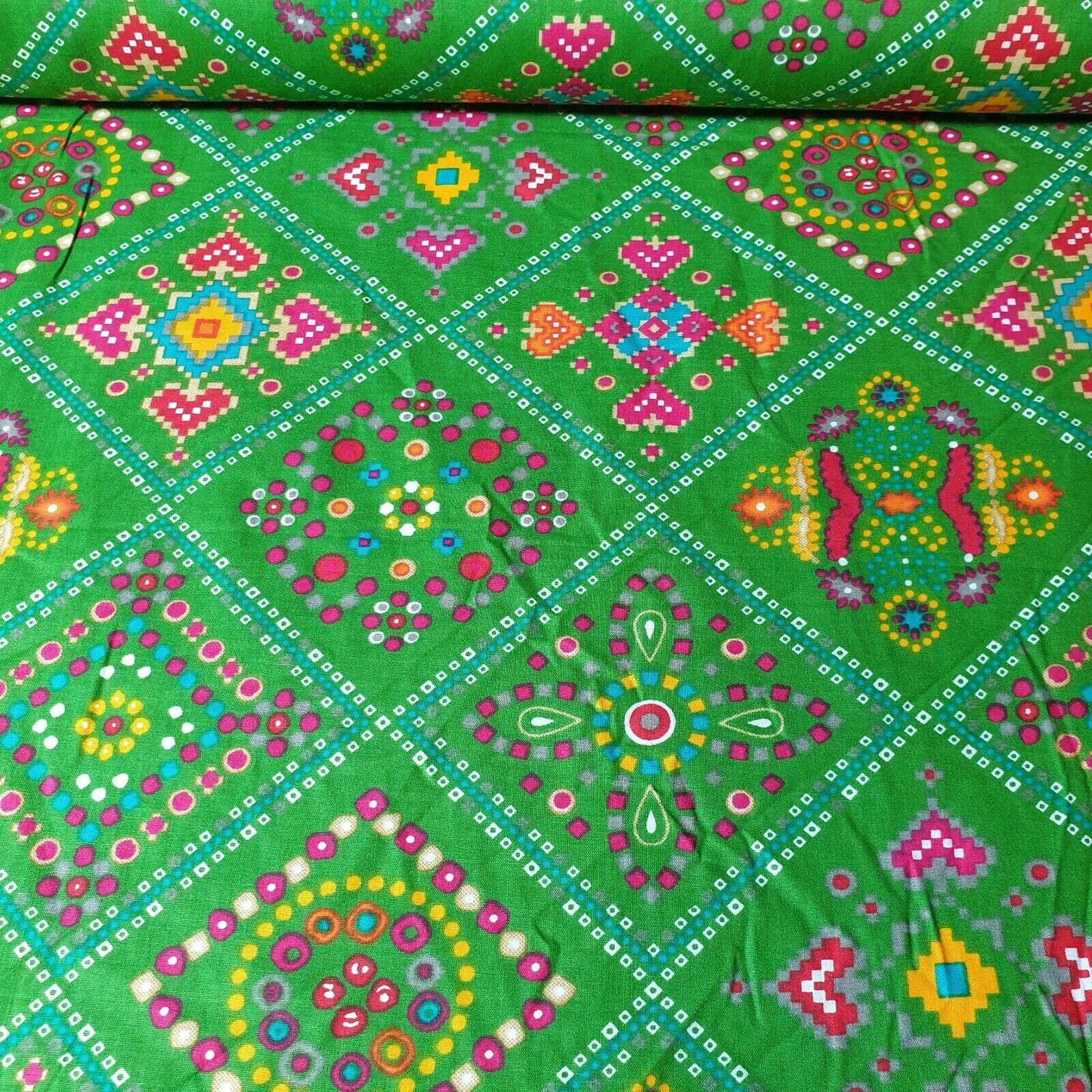 Cotton Indian Ethnic Rajasthani Print Suzani Rangoli Boho Banjara Fabric 44" (Colour - 1)