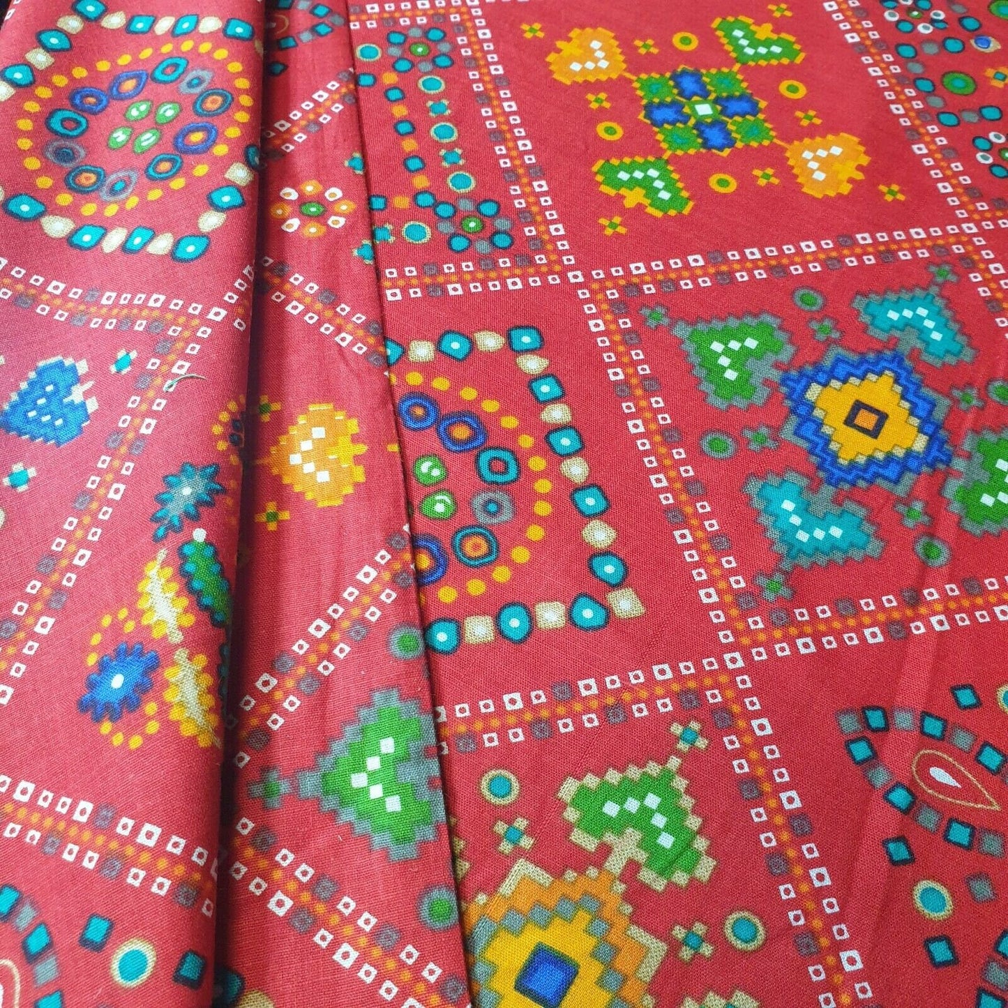 Cotton Indian Ethnic Rajasthani Print Suzani Rangoli Boho Banjara Fabric 44" (Colour - 2)