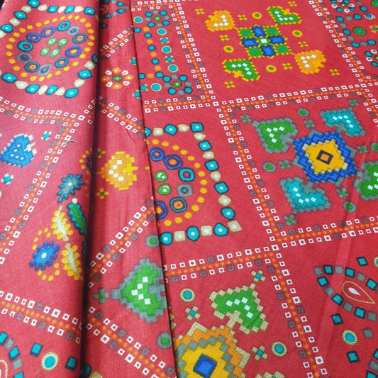 Cotton Indian Ethnic Rajasthani Print Suzani Rangoli Boho Banjara Fabric 44" (Colour - 2)