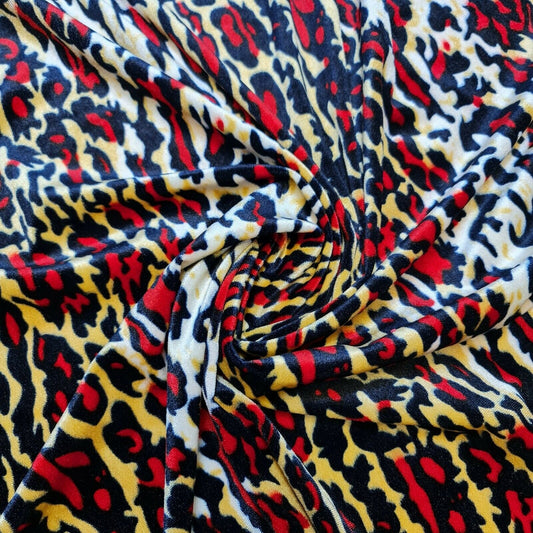 Animal Print Leopard Velour Velvet Spandex Fabric Dress Craft Costume Material 58" By Meter