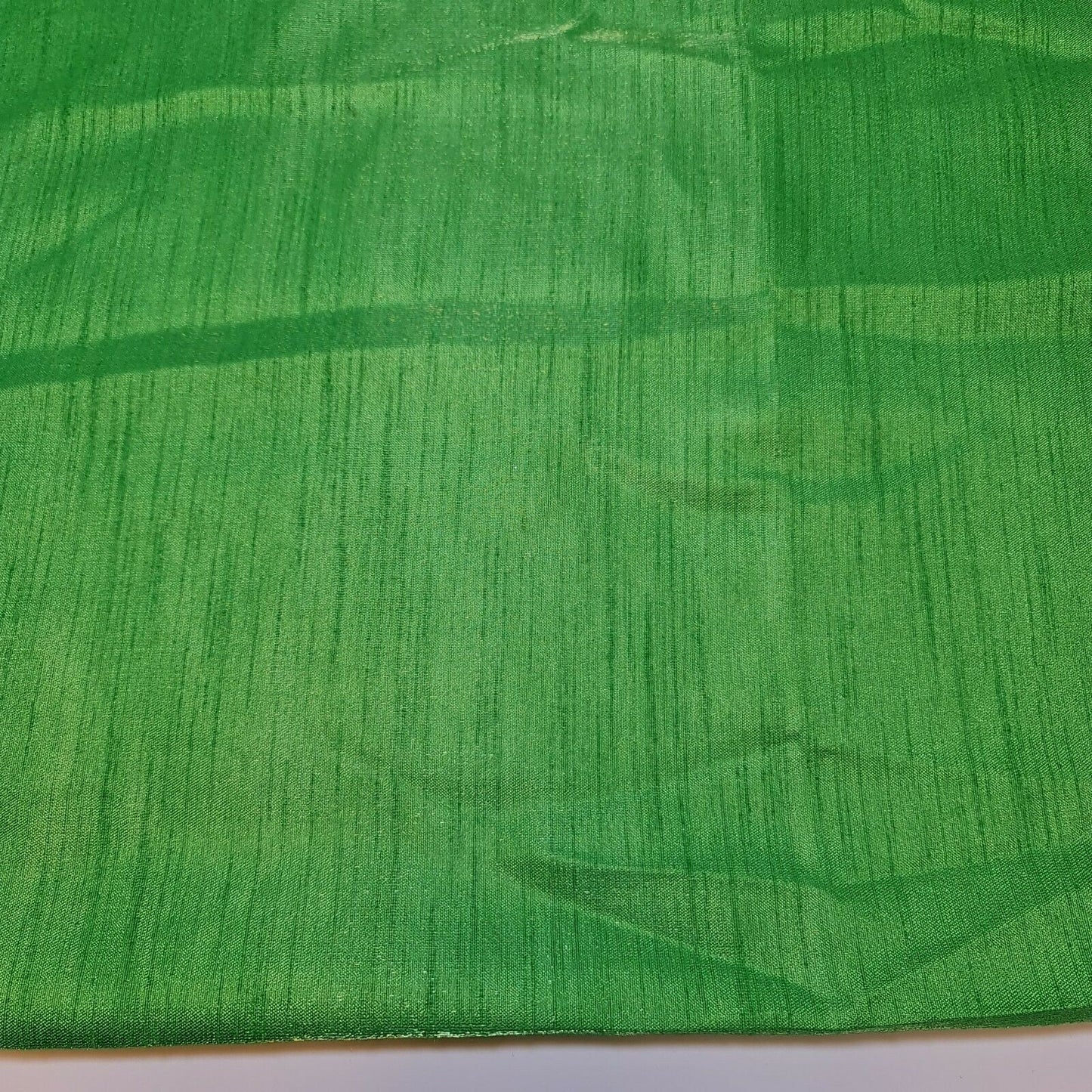 Plain Poly Faux Dupion Raw Silk Satin Finish Dress Craft Patchwork Fabric 44" (Apple Green)