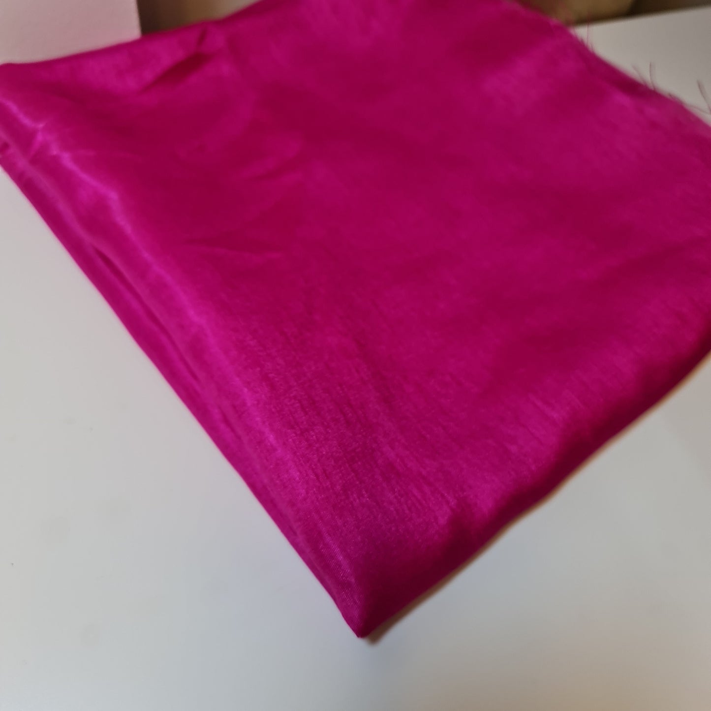 Plain Poly Faux Dupion Raw Silk Satin Finish Dress Craft Patchwork Fabric 44" (Fuchsia)