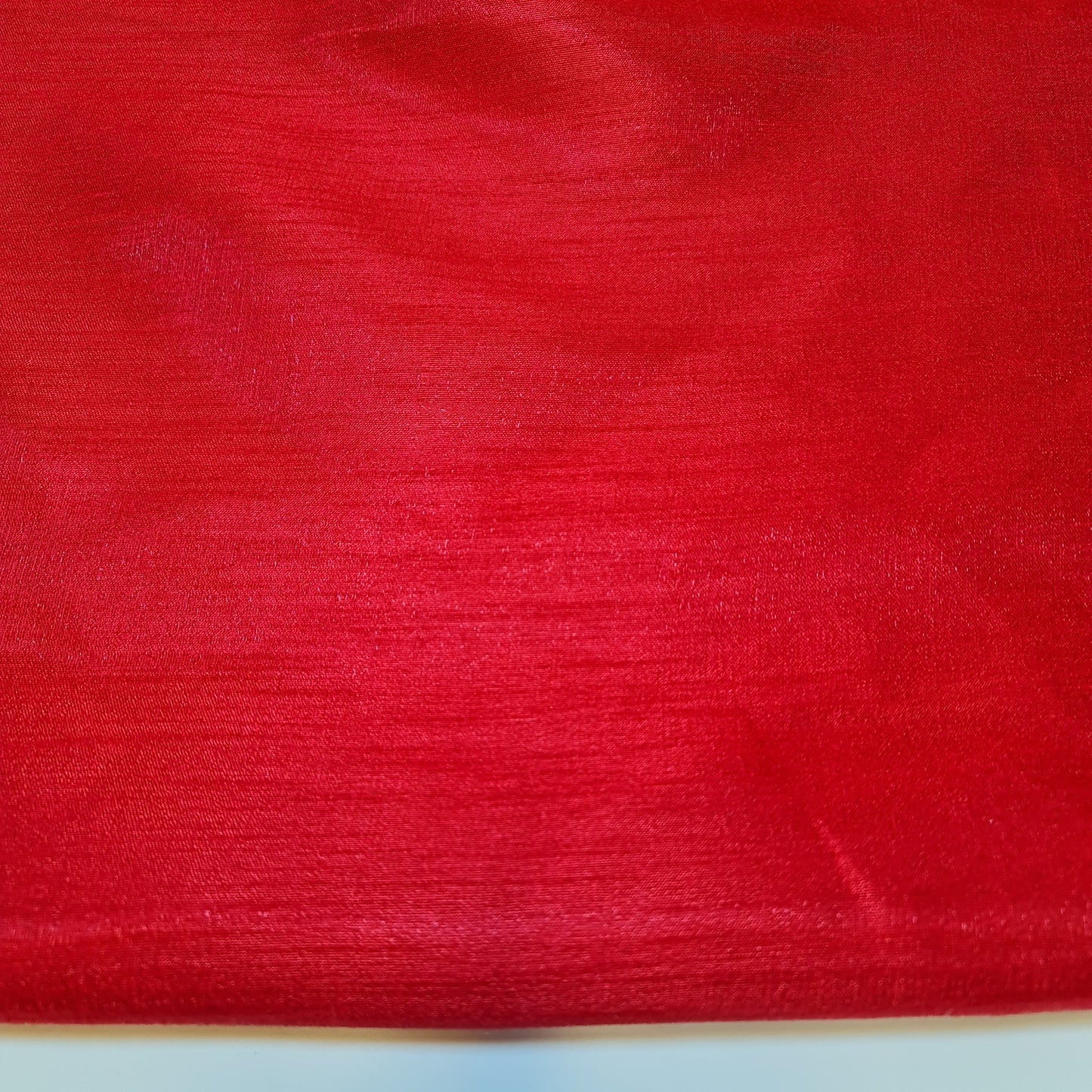 Plain Poly Faux Dupion Raw Silk Satin Finish Dress Craft Patchwork Fabric 44" (Red)