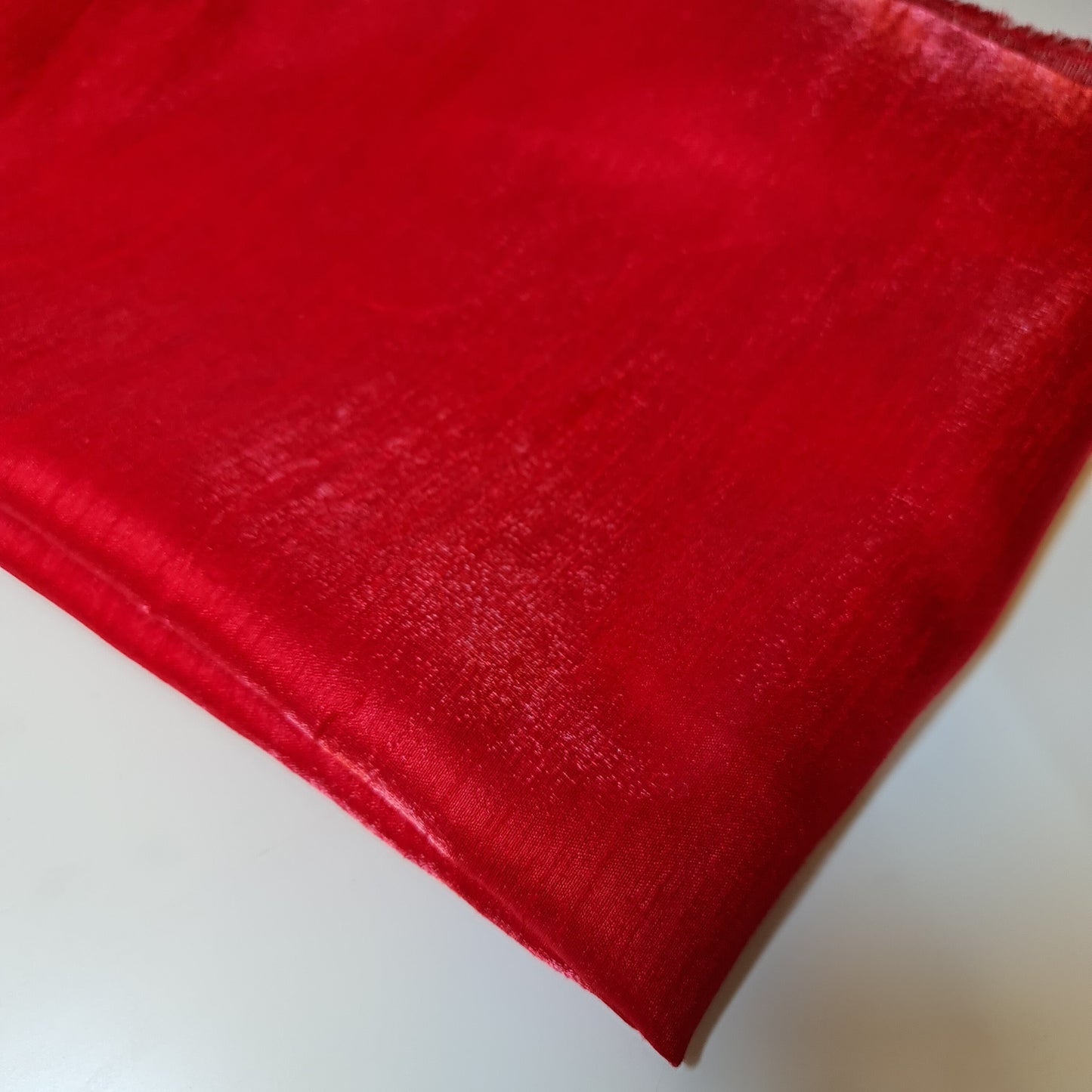 Plain Poly Faux Dupion Raw Silk Satin Finish Dress Craft Patchwork Fabric 44" (Red)