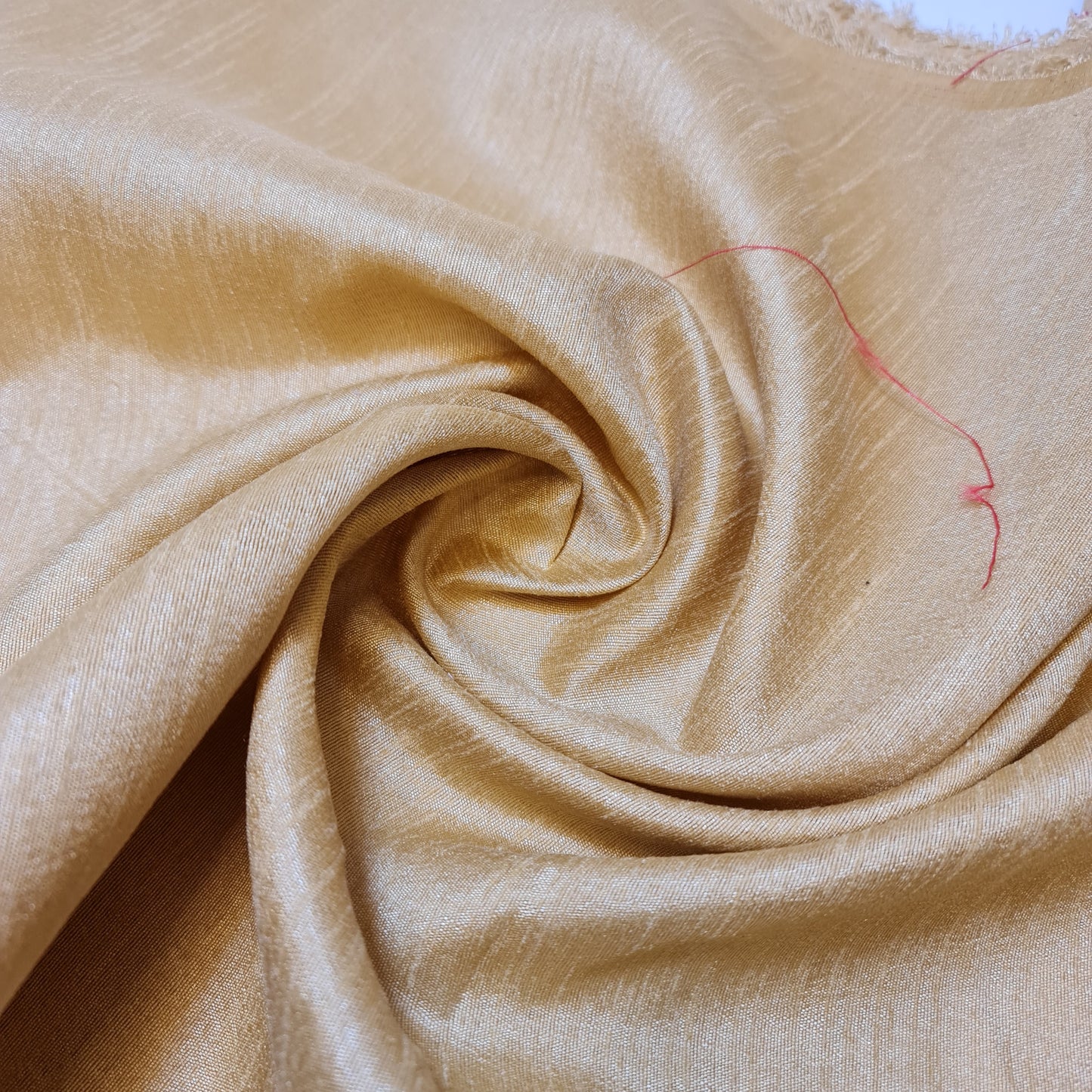 Plain Poly Faux Dupion Raw Silk Satin Finish Dress Craft Patchwork Fabric 44" (Old Gold)